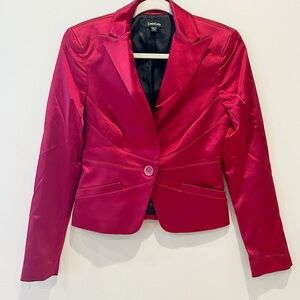 bebe Women's Vibrant Red Satin Blazer Jacket Size 4